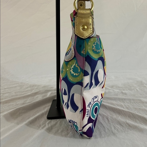 Coach Signature Poppy Graffiti Crossbody Shoulder Bag F19454 Gold Multicolor - Picture 4 of 12